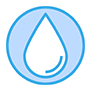 Ikona Kropli wody w okręgu na niebieskim tle