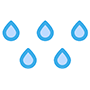 Grafika pięciu niebieskich kropel wody