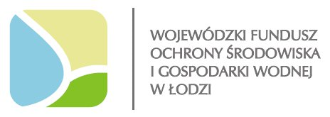 Na zdjęciu logo Wojewódzkiego Funduszu Ochrony Środowiska i Gospodarki Wodnej w Łodzi, niebieski punkt, beżwy punkt i zielony punkt które tworzą kwadrat